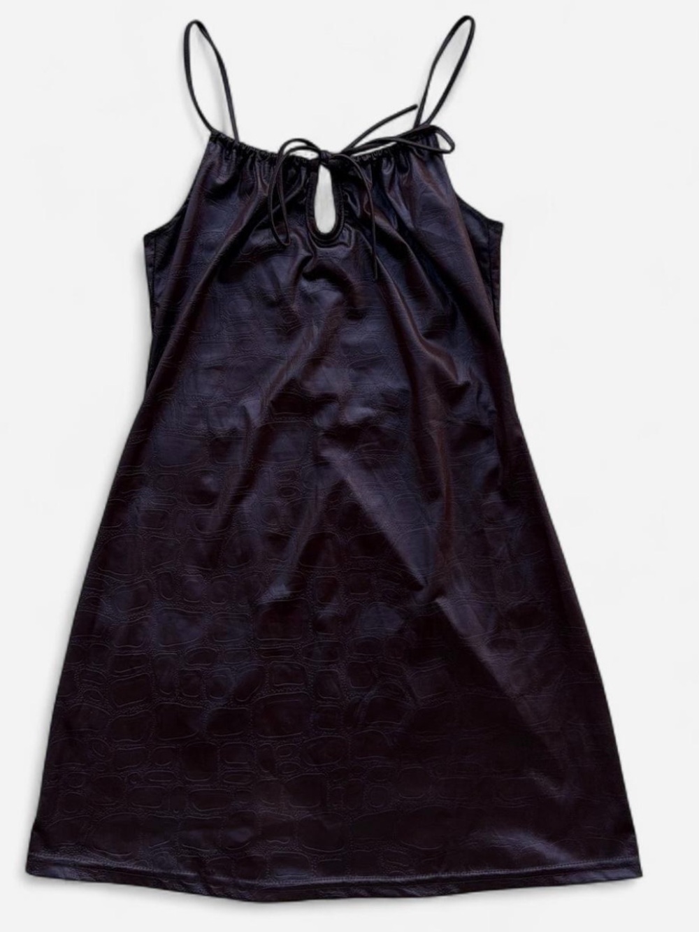 Vintage Y2K Faux Leather Mini Dress Opera S/M 90s